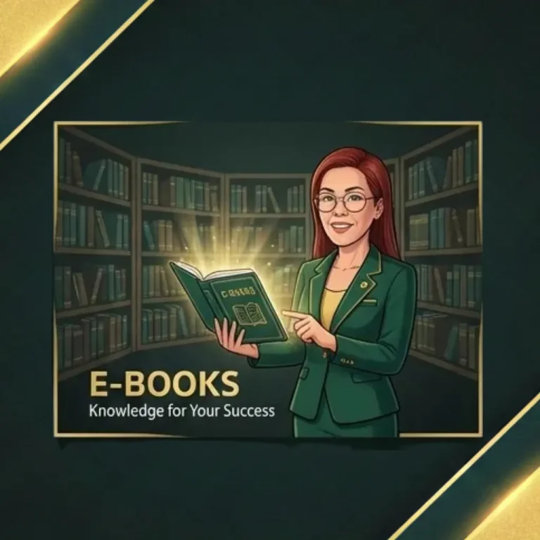 Illustration of a person in a green suit holding a glowing book in a library with the text